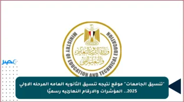 “تنسيق الجامعات” موقع نتيجة تنسيق الثانوية العامة المرحلة الأولى 2025.. المؤشرات والأرقام النهائية رسميًا